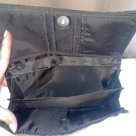 Embroidered Floral Clutch Wallet Pouch Card Holder Colorful Flowers Snap Close - Picture 5 of 9